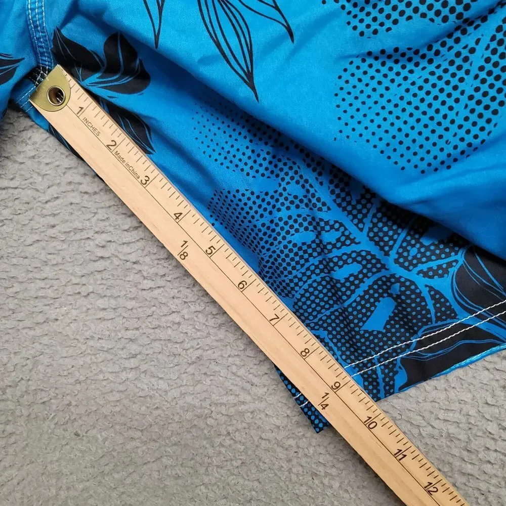 Speedo Shorts Mens 36 Blue Swim Lined‎ Floral Outdoors Casual Drawstring